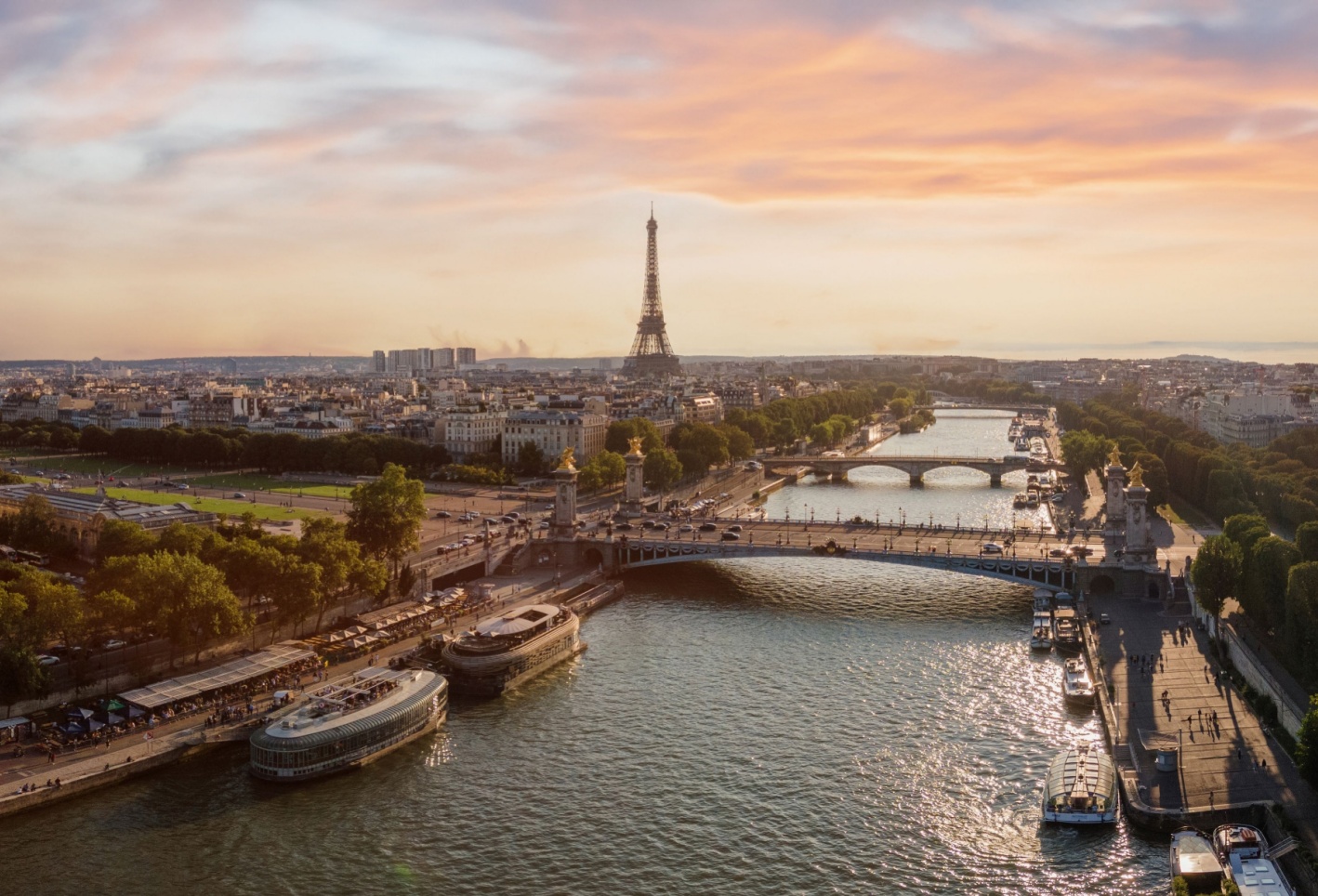 A bustling European city square with historical architecture